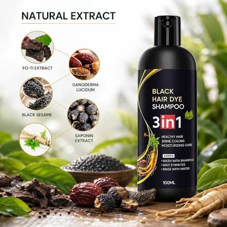 3 In 1 Black Hair Dye Shampoo (BUY 1 GET 1 FREE)