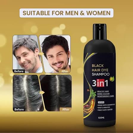 3 In 1 Black Hair Dye Shampoo (BUY 1 GET 1 FREE)